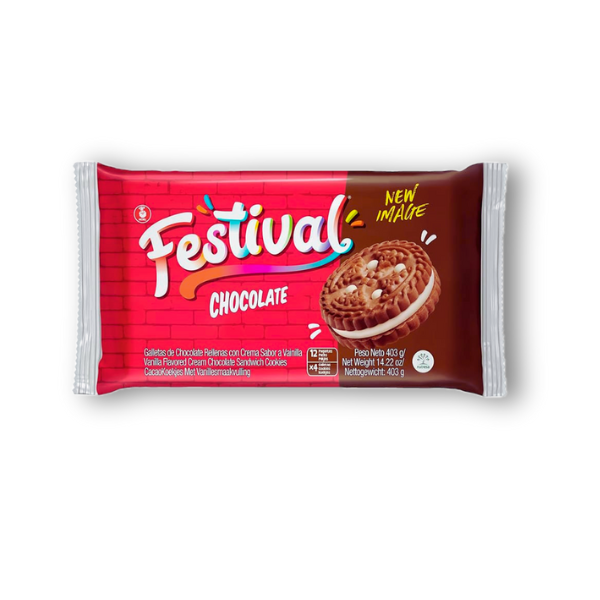 
¡Unas Galletas Festival de Chocolate y se te reinicia el día! Crujientes, rellenas y llenas de sabor para compartir con quienes más disfrutas. 