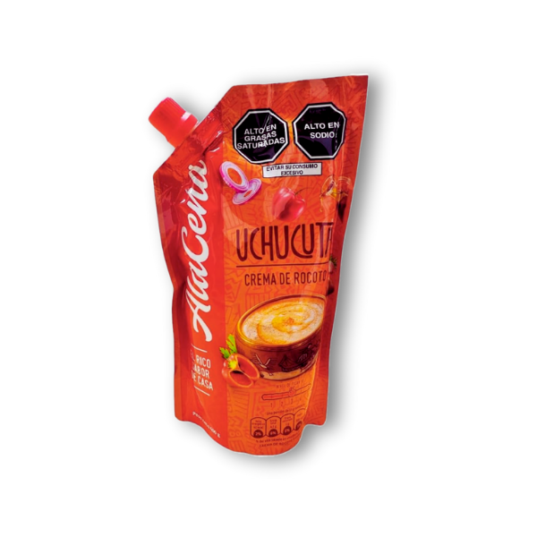 Uchucuta Alacena 400 g, salsa tradicional andina de rocoto. Picante y herbal, perfecta para parrillas y carnes. ¡Descubre el sabor de la sierra peruana! 🌶️