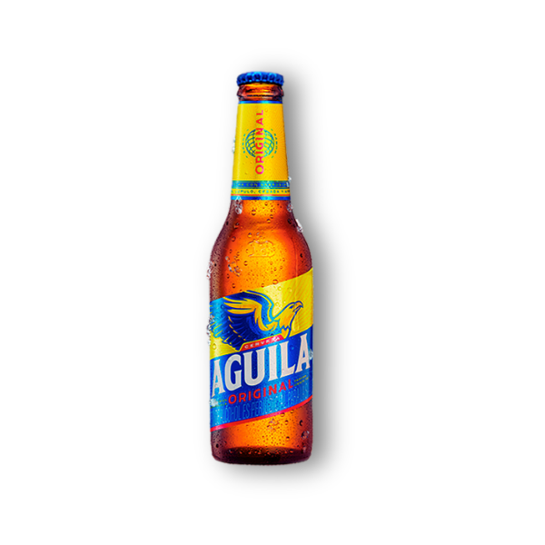 Cerveza Águila en botella de 330 ml. Lager colombiana suave y refrescante. Ideal