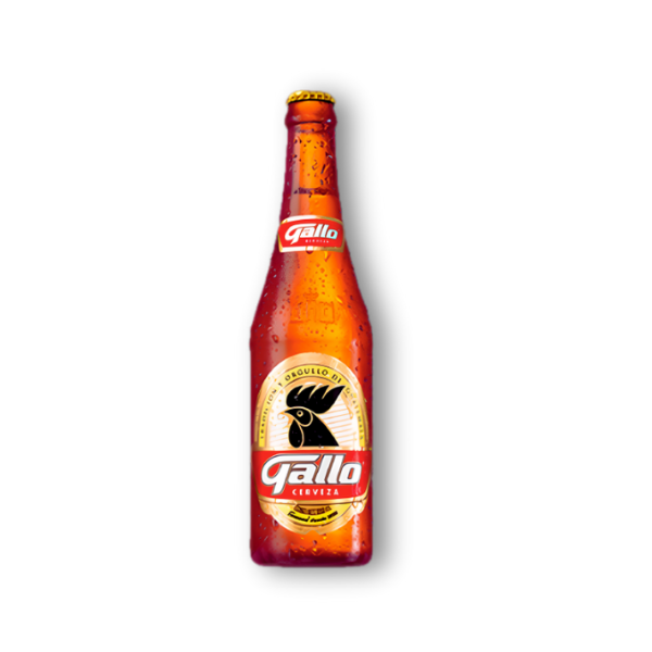 Cerveza Gallo en botella de 350 ml. Lager guatemalteca suave y refrescante,