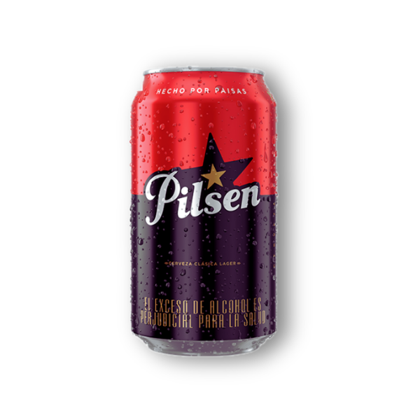 Cerveza Pilsen en lata de 355 ml. Lager colombiana suave y refrescante, perfecta para cualquier ocasión