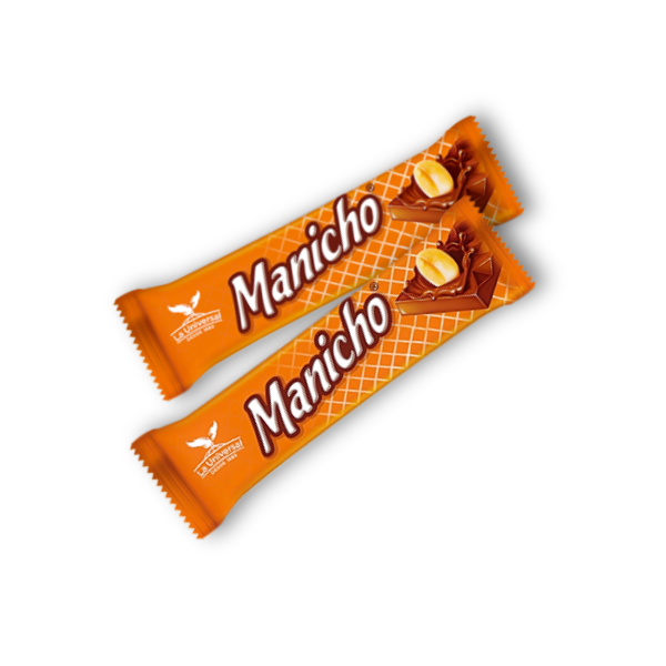 Chocolatina Manicho 40 g, la icónica barra de chocolate con leche y maní. ¡El snack crujiente y energético favorito de Ecuador
