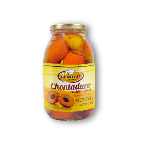 Chontaduro en Salmuera Gourmet 790 g, fruto tropical colombiano dulce y jugoso, listo para potenciar tus ensaladas y platillos favoritos. 