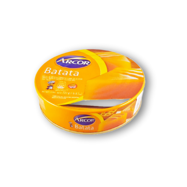 Dulce Batata Arcor 700 g, postre tradicional argentino de batata con textura gelatinosa y sabor dulce. Ideal para acompañar con queso, en desayunos o postres.