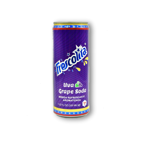 Refresco venezolano sabor uva con burbujas y dulce frescura, ideal para acompañar comidas o disfrutar en cualquier momento.