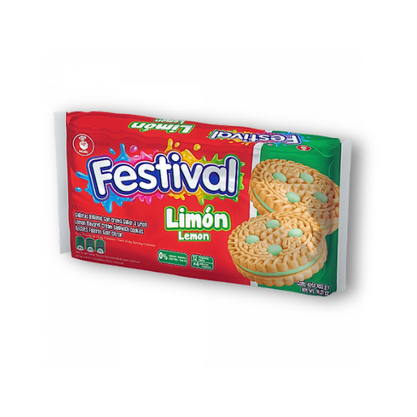 Disfruta la frescura y dulzura de Festival Limón 451 g, el snack perfecto para refrescar tus momentos.