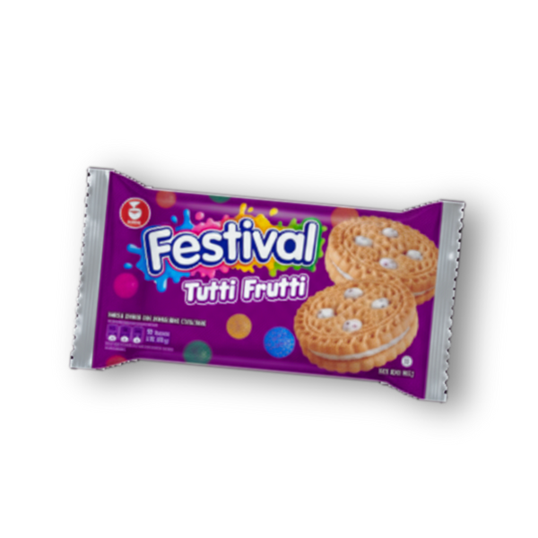 Disfruta de todos los sabores en cada bocado! Galletas Festival Tutti Frutti 470 g, el snack perfecto para alegrar tus días.