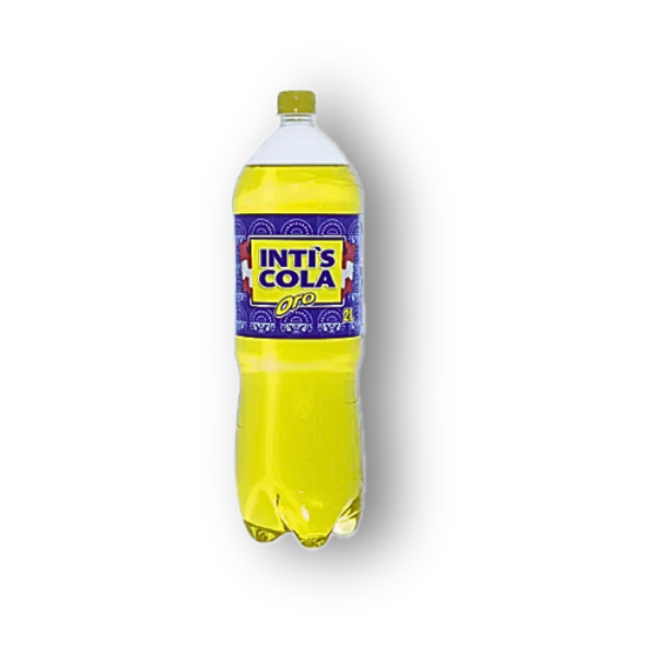 Intis Cola en botella de 2 litros. Sabor auténtico peruano con un toque de hierba luisa.
