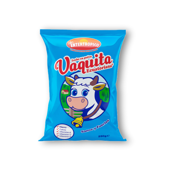 Leche entera en polvo enriquecida con vitaminas y minerales, ideal para preparar leche líquida con alto contenido nutricional.