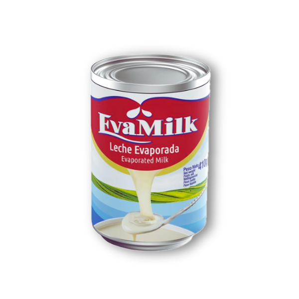 Leche evaporada cremosa en lata de 410 g, ideal para preparar postres, salsas y bebidas con sabor lácteo intenso y textura suave.