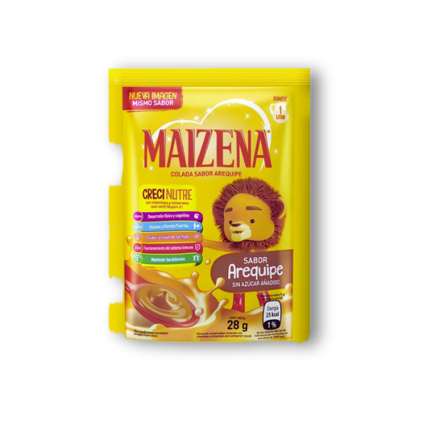 Colada Maizena Arequipe 28 g, bebida suave y cremosa con delicioso sabor a dulce de leche. Enriquecida con vitaminas y minerales.