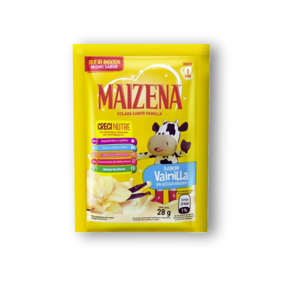 Colada Maizena vainilla 28 g, bebida suave y cremosa con delicioso sabor a dulce de leche. Enriquecida con vitaminas y minerales.