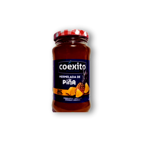 Mermelada con trozos de piña fresca, textura fibrosa y sabor tropical equilibrado. Endulzada y con propiedades naturales que fortalecen el sistema inmunológico.