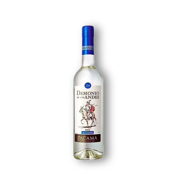 Pisco Quebranta Demonio de los Andes en botella de 700 ml. Destilado peruano suave y afrutado, ideal para cócteles tradicionales.